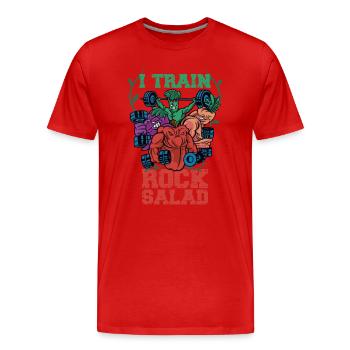 Ich trainiere Rock Salat Lustige vegane Fitness - Männer Premium Bio T-Shirt - Rot - Vorne - Damien (186cm)