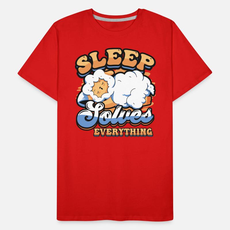 Sleep solves everything, sheep,sleeping, late risers. Men's Premium Organic T-Shirt