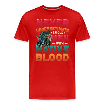 Des vieillards avec du sang indigène, des Indiens. - T-shirt bio Premium Homme - rouge - Devant - Damien (186cm)