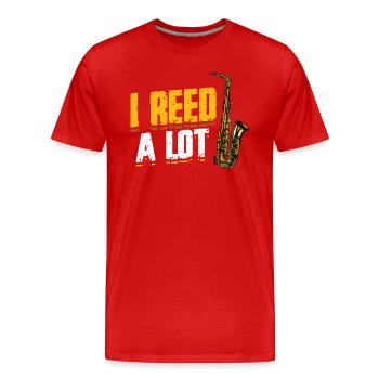 I Reed A Lot - Saxophoniste saxophone. - T-shirt bio Premium Homme - rouge - Devant - Damien (186cm)