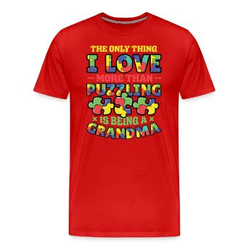 Puzzle lover grandma, puzzles. - Men's Premium Organic T-Shirt - red - Front - Damien (186cm)