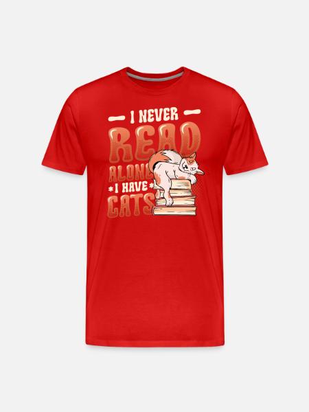 Bücherwurm Lesebücher, Katzen. - Männer Premium Bio T-Shirt - Rot