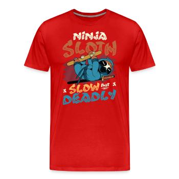 Ninja Sloth lent mais mortel - T-shirt bio Premium Homme - rouge - Devant - Damien (186cm)