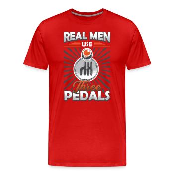 Les vrais hommes utilisent trois pédales, le changement de vitesse automatique. - T-shirt bio Premium Homme - rouge - Devant - Damien (186cm)