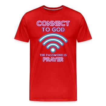Verbunden Mit Gott, Passwort, Gebet. - Männer Premium Bio T-Shirt - Rot - Vorne - Damien (186cm)