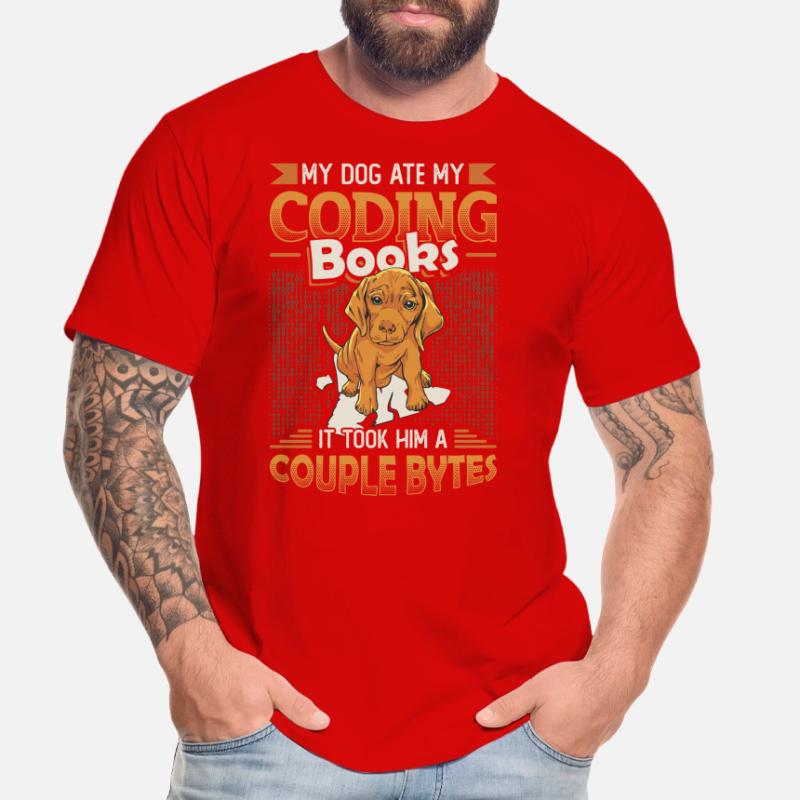 Dog Bytes Code Computer Joke Programming Men's Premium Organic T-Shirt