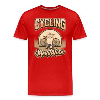 Radfahren Ist Meine Meditation, Radfahrer. - Männer Premium Bio T-Shirt - Rot - Vorne - Damien (186cm)