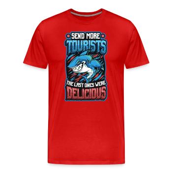 Envoyer plus de touristes - T-shirt bio Premium Homme - rouge - Devant - Damien (186cm)