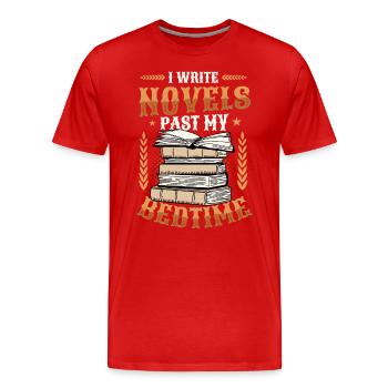 J’écris des romans quand je suis au lit Auteur - T-shirt bio Premium Homme - rouge - Devant - Damien (186cm)