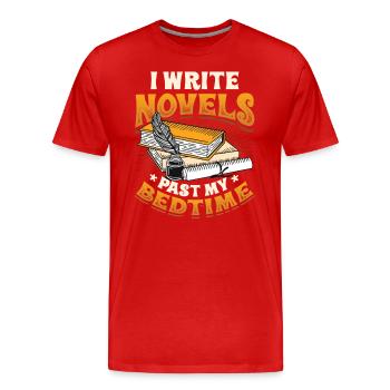 J’écris des romans quand je suis au lit Auteur - T-shirt bio Premium Homme - rouge - Devant - Damien (186cm)