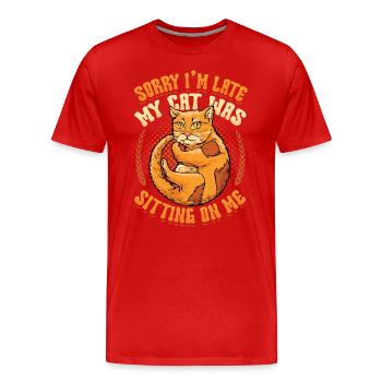 Sorry I'm late - Men's Premium Organic T-Shirt - red - Front - Damien (186cm)