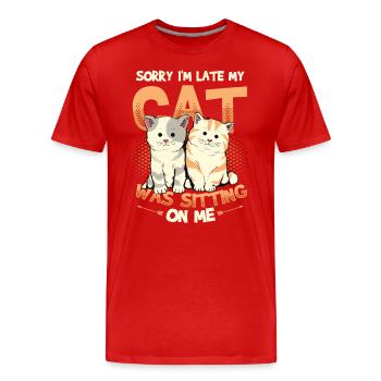 Sorry I'm late - Men's Premium Organic T-Shirt - red - Front - Damien (186cm)