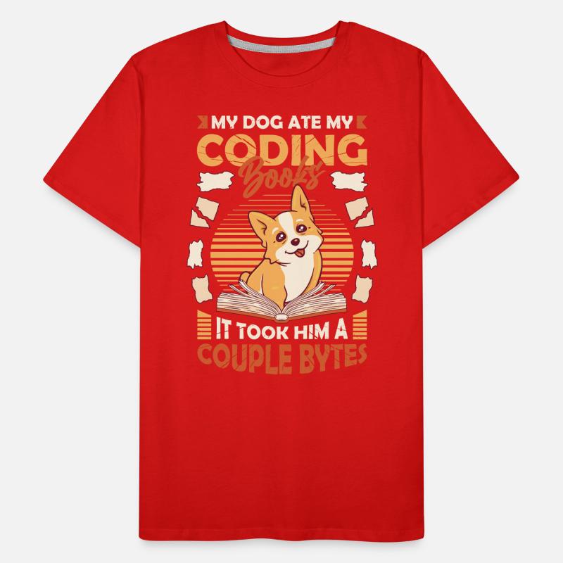 Dog Bytes Code Computer Joke Programmation T-shirt bio Premium Homme