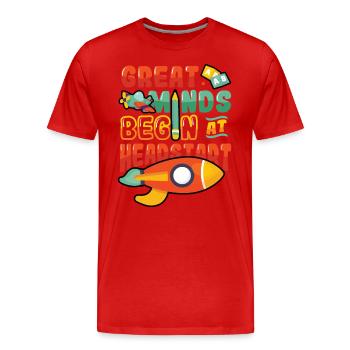 Große Geister Beginnen mit Vorsprung, Abcd Teacher - Männer Premium Bio T-Shirt - Rot - Vorne - Damien (186cm)