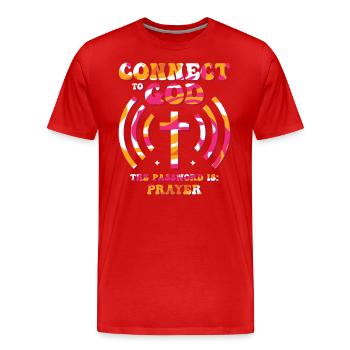 Verbunden Mit Gott, Passwort, Gebet. - Männer Premium Bio T-Shirt - Rot - Vorne - Damien (186cm)