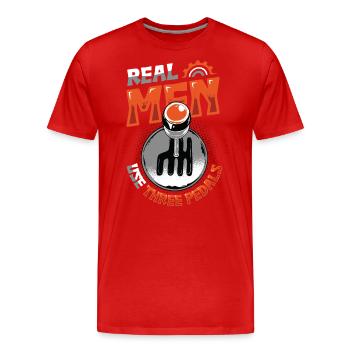 De vrais hommes utilisent trois pédales de changement de vitesse automatique - T-shirt bio Premium Homme - rouge - Devant - Damien (186cm)