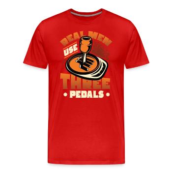 De vrais hommes utilisent trois pédales de changement de vitesse automatique - T-shirt bio Premium Homme - rouge - Devant - Damien (186cm)