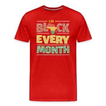 Je suis noir tous les mois Histoire des Noirs - T-shirt bio Premium Homme - rouge - Devant - Damien (186cm)