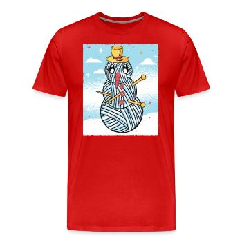 Garn Schneemann Nähen Stricken Häkeln - Männer Premium Bio T-Shirt - Rot - Vorne - Damien (186cm)