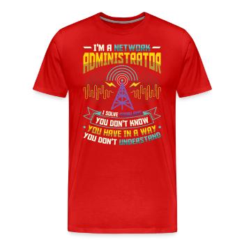 Résoudre les problèmes de l'administrateur réseau du support informatique - T-shirt bio Premium Homme - rouge - Devant - Damien (186cm)