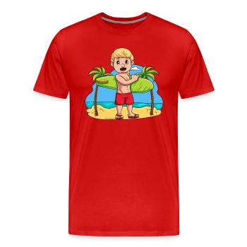 Kind Surfbrett Surfer - Männer Premium Bio T-Shirt - Rot - Vorne - Damien (186cm)