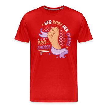 Son corps, son choix, Pro Choice, Droit des femmes - T-shirt bio Premium Homme - rouge - Devant - Damien (186cm)