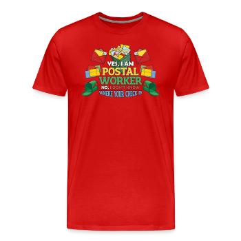 Drôle de bureau de poste - T-shirt bio Premium Homme - rouge - Devant - Damien (186cm)