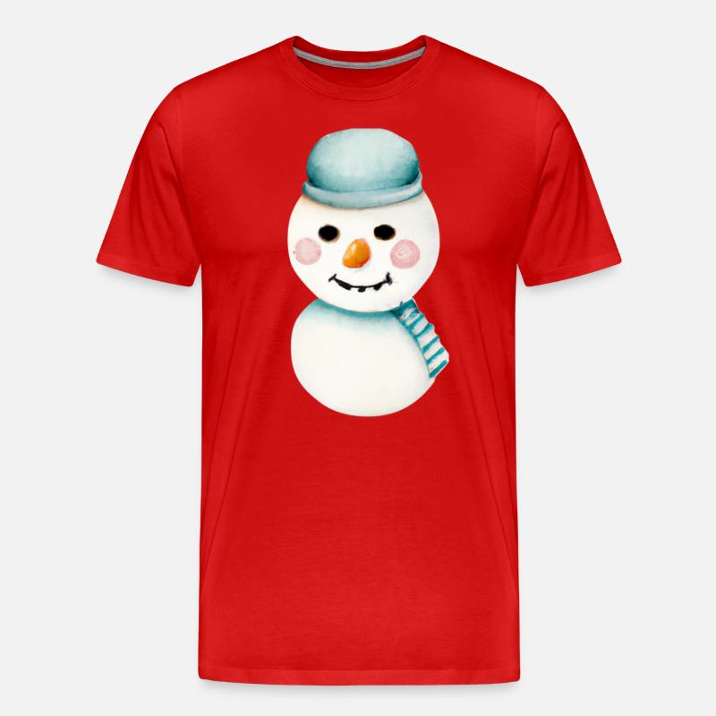 Retro Schneemann Kopf - Männer Premium Bio T-Shirt - Rot