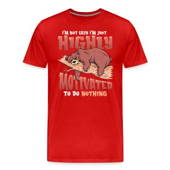Ich Bin Nicht Faul, Ich Bin Nur Hochmotiviert - Männer Premium Bio T-Shirt - Rot - Vorne - Damien (186cm)