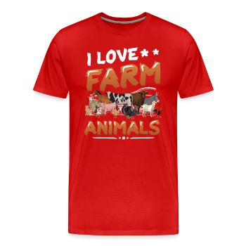 J’aime les animaux de la ferme, la ferme des enfants - T-shirt bio Premium Homme - rouge - Devant - Damien (186cm)