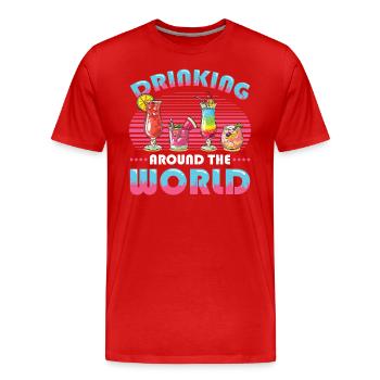 Weltreise Trinken Rund Um Die Welt - Männer Premium Bio T-Shirt - Rot - Vorne - Damien (186cm)