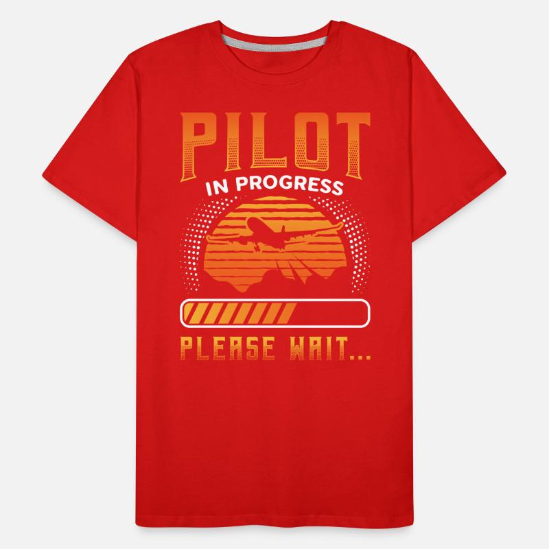 Pilot In Arbeit, Bitte Warten, Flugzeugtraining Männer Premium Bio T-Shirt