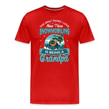 Motoneige, Grand-père, Motoneige - T-shirt bio Premium Homme - rouge - Devant - Damien (186cm)