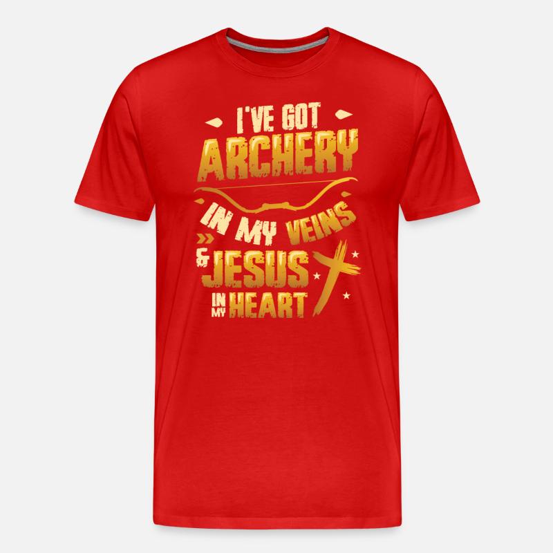 Religious archer, Archery - Men's Premium Organic T-Shirt - red