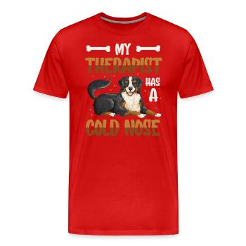 Mein Therapeut Hat Eine Kalte Nase, Hundeliebhaber - Männer Premium Bio T-Shirt - Rot - Vorne - Damien (186cm)