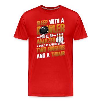 Schlaf Mit Einem Kegler - Lustiges Bowling - Männer Premium Bio T-Shirt - Rot - Vorne - Damien (186cm)