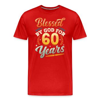 Religious by God for 60 years - Men's Premium Organic T-Shirt - red - Front - Damien (186cm)