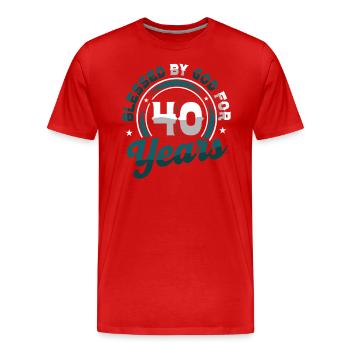 Religious by God for 40 years - Men's Premium Organic T-Shirt - red - Front - Damien (186cm)