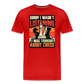 Désolé de ne pas avoir écouté - T-shirt bio Premium Homme - rouge - Devant - Damien (186cm)