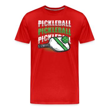 Pickleball-Liebhaber - Männer Premium Bio T-Shirt - Rot - Vorne - Damien (186cm)