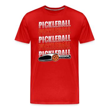 Pickleball-Liebhaber - Männer Premium Bio T-Shirt - Rot - Vorne - Damien (186cm)
