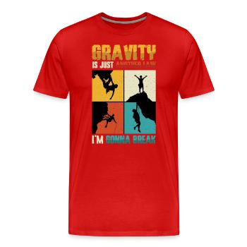 Bloc anti-gravité, escalade - T-shirt bio Premium Homme - rouge - Devant - Damien (186cm)