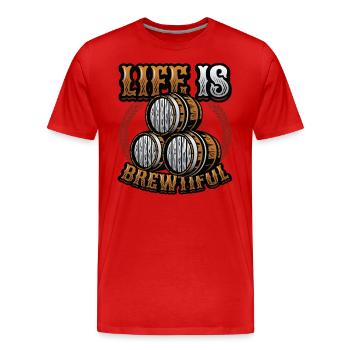 La vie est brassicole bière artisanale, brassage, maître brasseur - T-shirt bio Premium Homme - rouge - Devant - Damien (186cm)