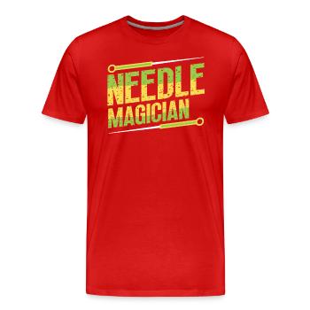 Magicien de l’aiguille, acupuncteur - T-shirt bio Premium Homme - rouge - Devant - Damien (186cm)