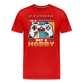 Spielen Ist Ein Lebensstil, Kein Hobby - Männer Premium Bio T-Shirt - Rot - Vorne - Damien (186cm)
