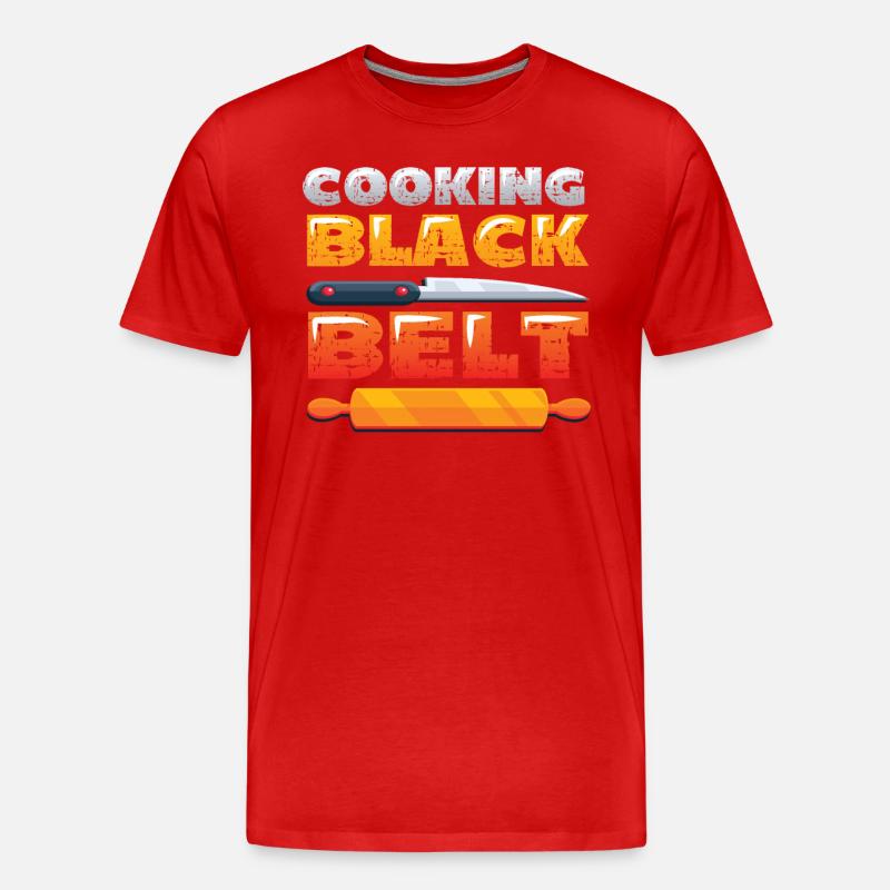 Kochen, Schwarzer Gürtel, Chefkoch - Männer Premium Bio T-Shirt - Rot
