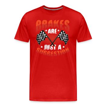 Brakes are just a suggestion, Racing Checkered - Men's Premium Organic T-Shirt - red - Front - Damien (186cm)