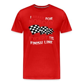 Je ne freine pour personne sauf la ligne d’arrivée - T-shirt bio Premium Homme - rouge - Devant - Damien (186cm)