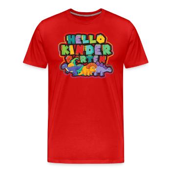 Hallo Kindergarten, Erster Tag Im Kindergarten - Männer Premium Bio T-Shirt - Rot - Vorne - Damien (186cm)