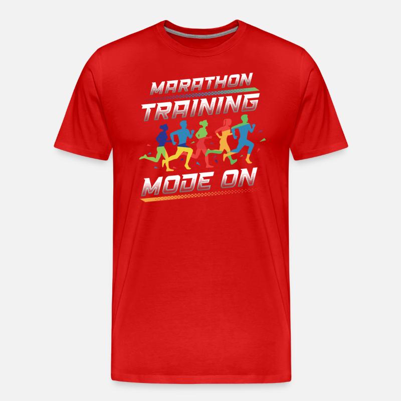 Marathon-Trainingsmodus, auf Marathon Runner - Männer Premium Bio T-Shirt - Rot